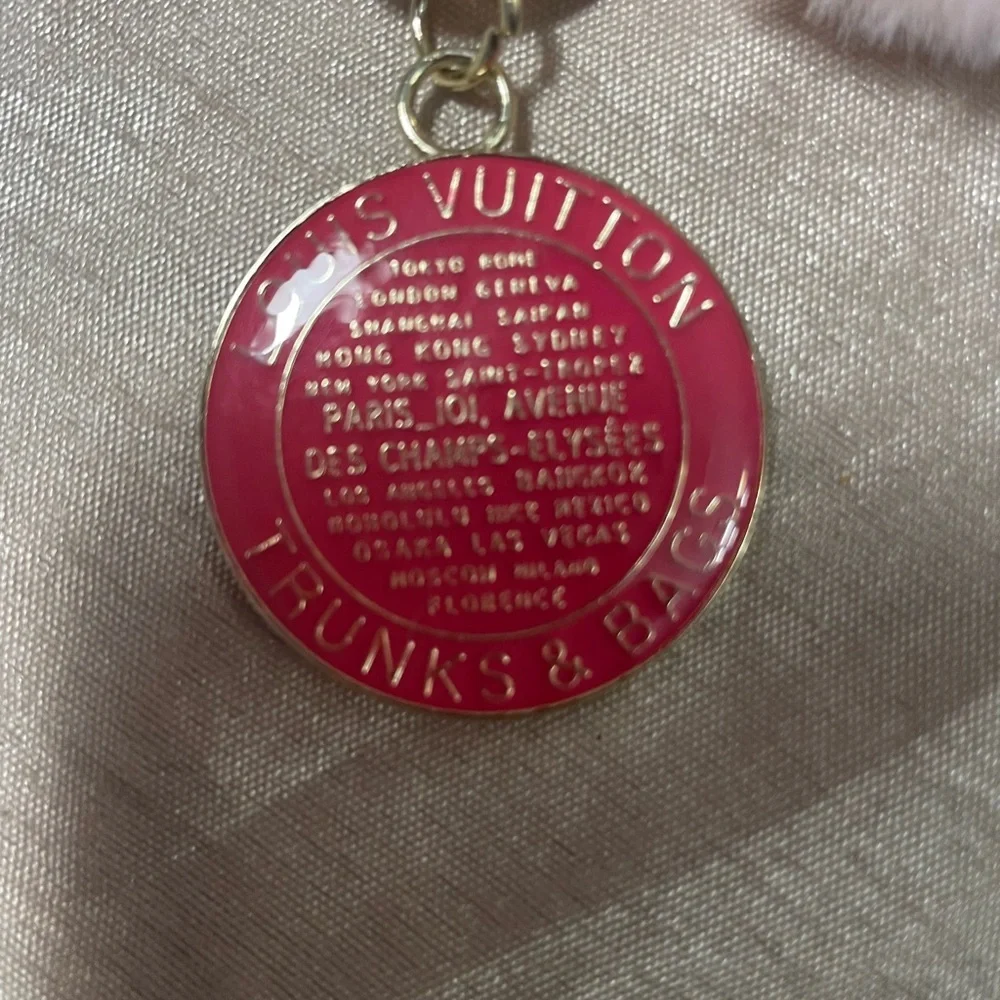 Pink Fluffy Heart Louis Viton Keychain Upcycled - Picture 3 of 3